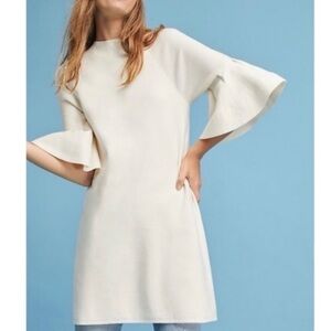 Moth Anthropologie Chester Sweater Mini Dress Bell Sleeves Cream White Small